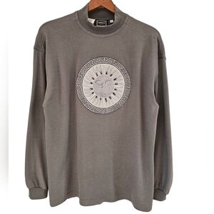 Versace embroidered Medusa t-shirt long sleeve medium gray soft cotton vintage M
